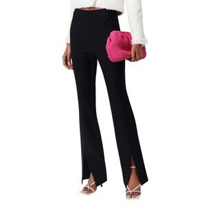 DEREK LAM 10 CROSBY Lucia‎ Flare Split Hem High Rise Black Trouser Pants Size 12